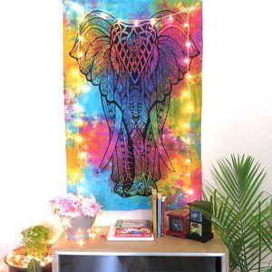 Oussum Elephant Multi Cotton Wall Tapestry Poster